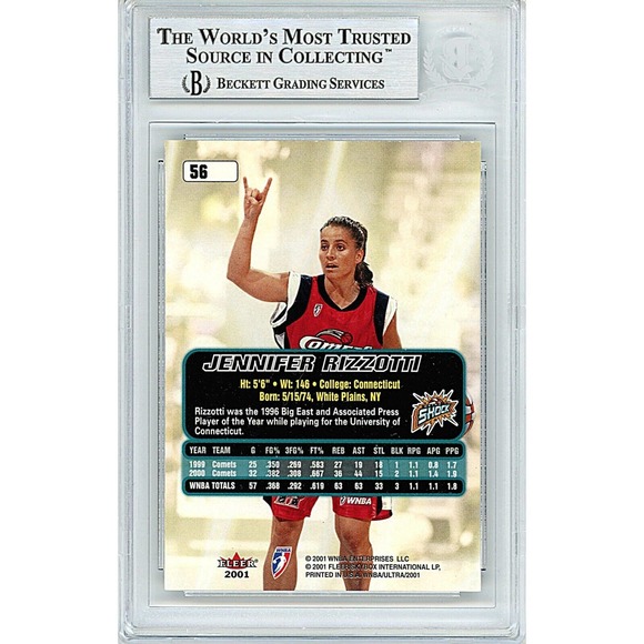 Jennifer Rizzotti Autograph Comets 2001 Ultra WNBA Basketball Card Beckett Slab - Picture 2 of 4